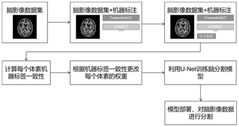 Method for training brain image segmentation model and brain image segmentation method