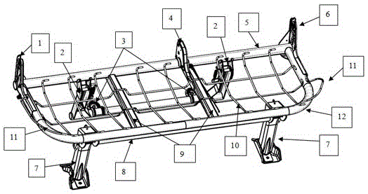 Automobile back-row seat cushion framework assembly