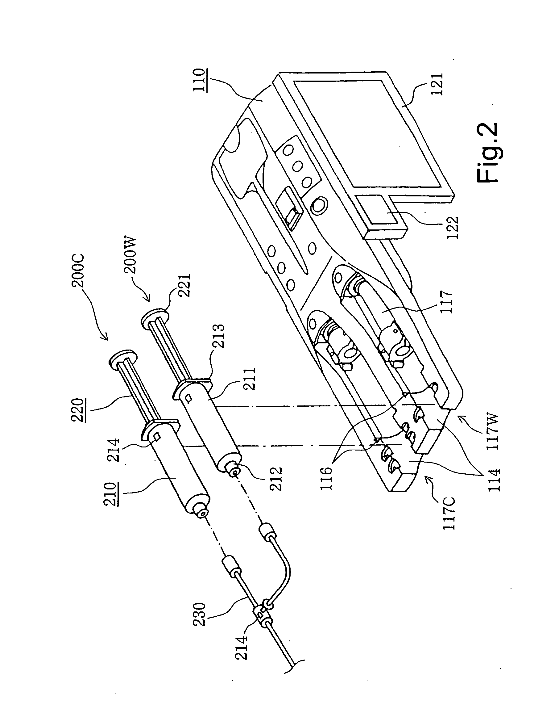 Liquid injection system having liquid injector capable of optically reading two-dimensional code assigned to liquid syringe