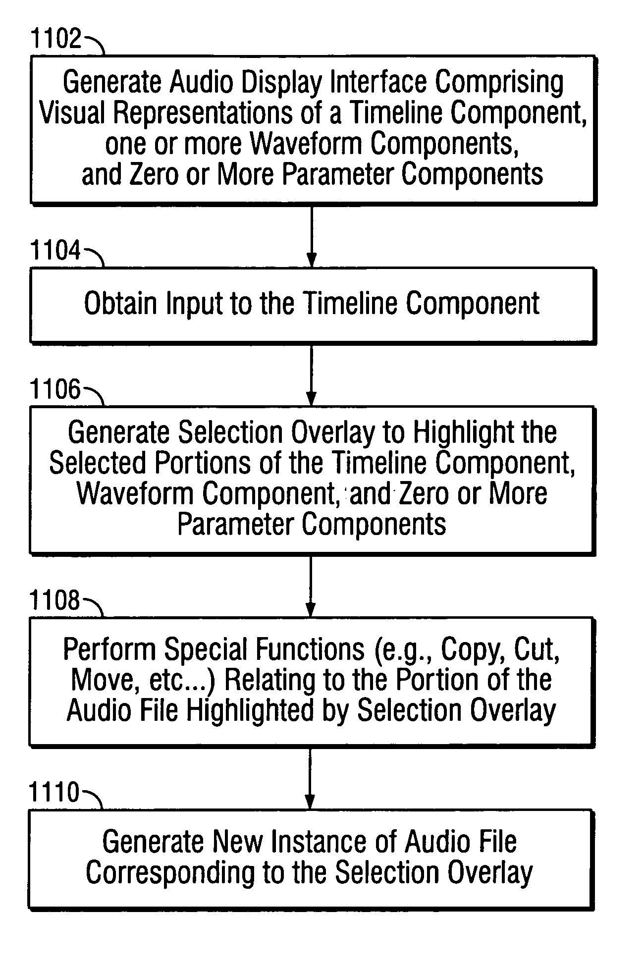 Interface for providing modeless timeline based selection of an audio or video file