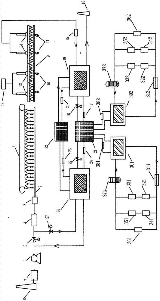 A device for cooling circulating water of blast furnace by using low-temperature residual heat of sintering