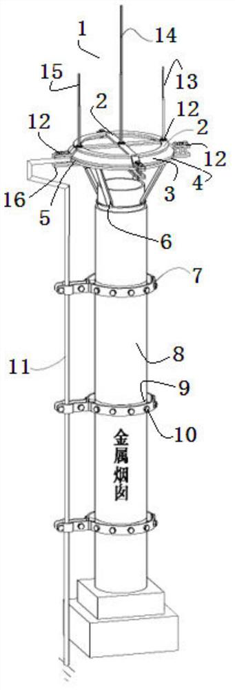 Lightning protection device for metal chimney of boiler room