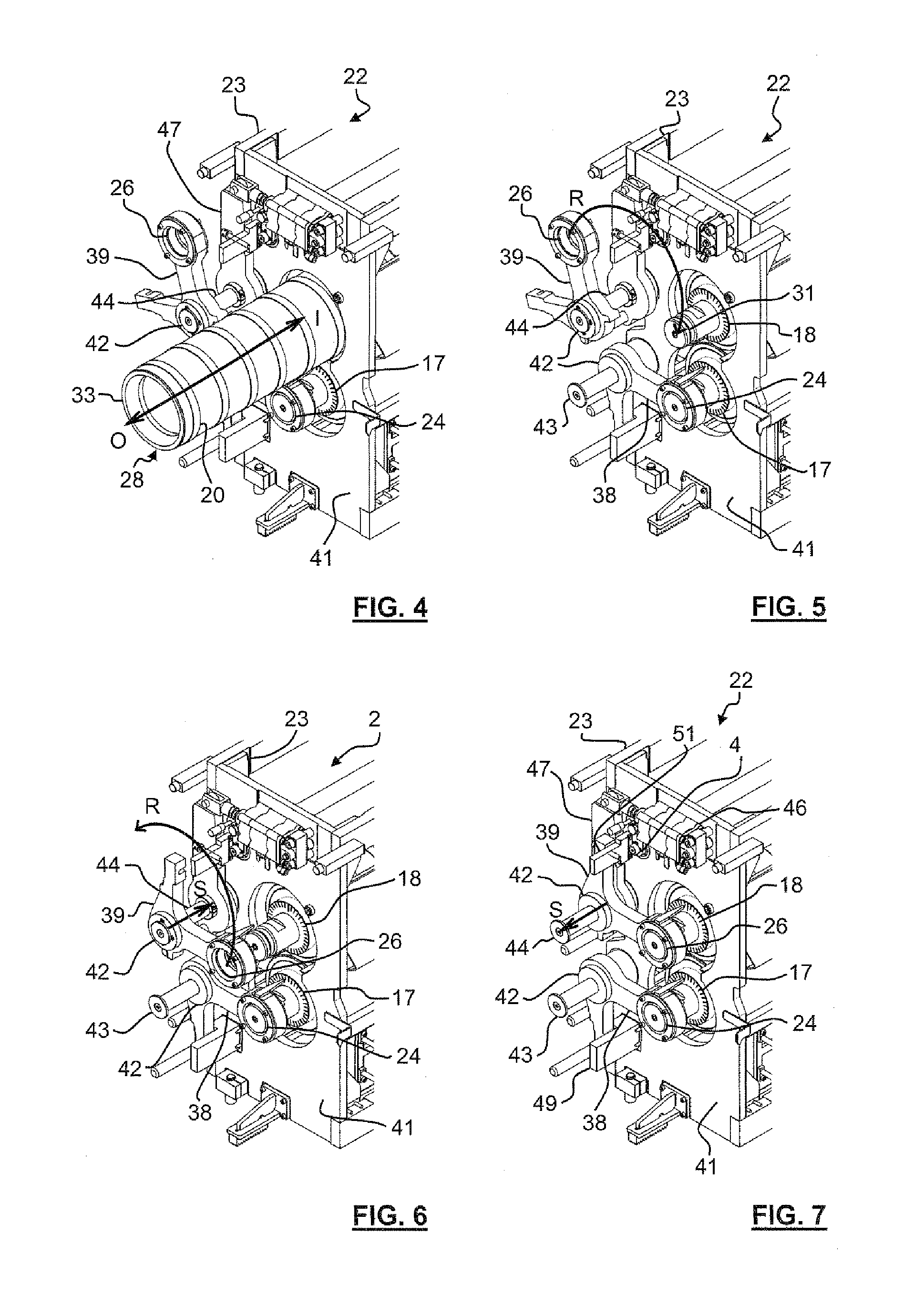 Waste stripping unit with simplified tool change for a packaging production machine