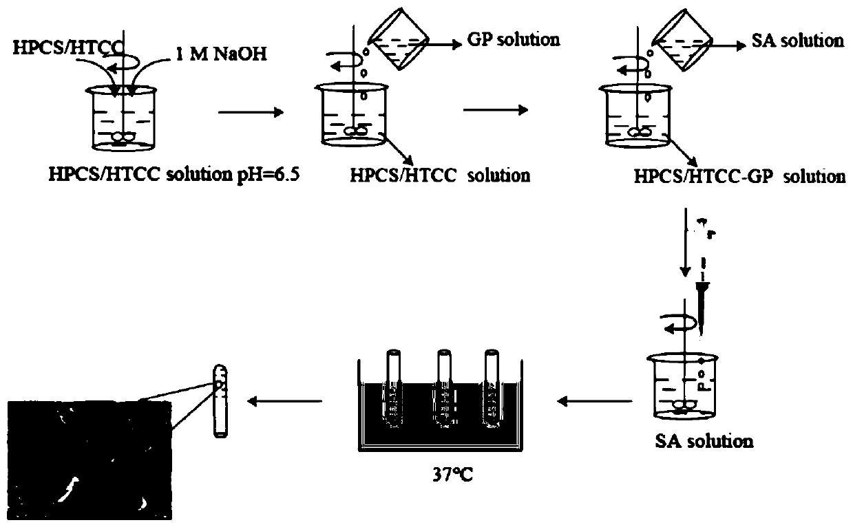 Hydroxypropyl chitosan-barium alginate injectable temperature-sensitive dual-network hydrogel as well as preparation method and application thereof
