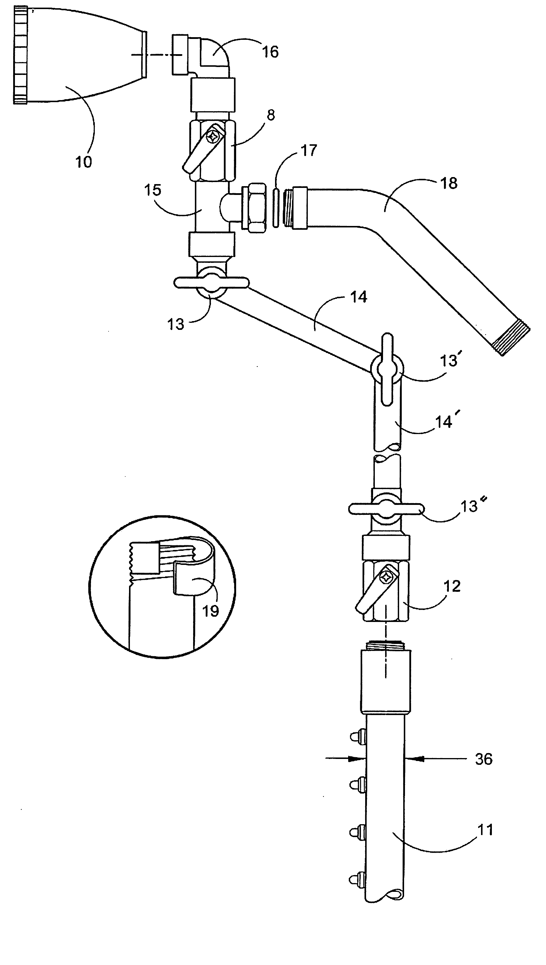 Method and assembly for conversion of a standard showerhead to a spray bar