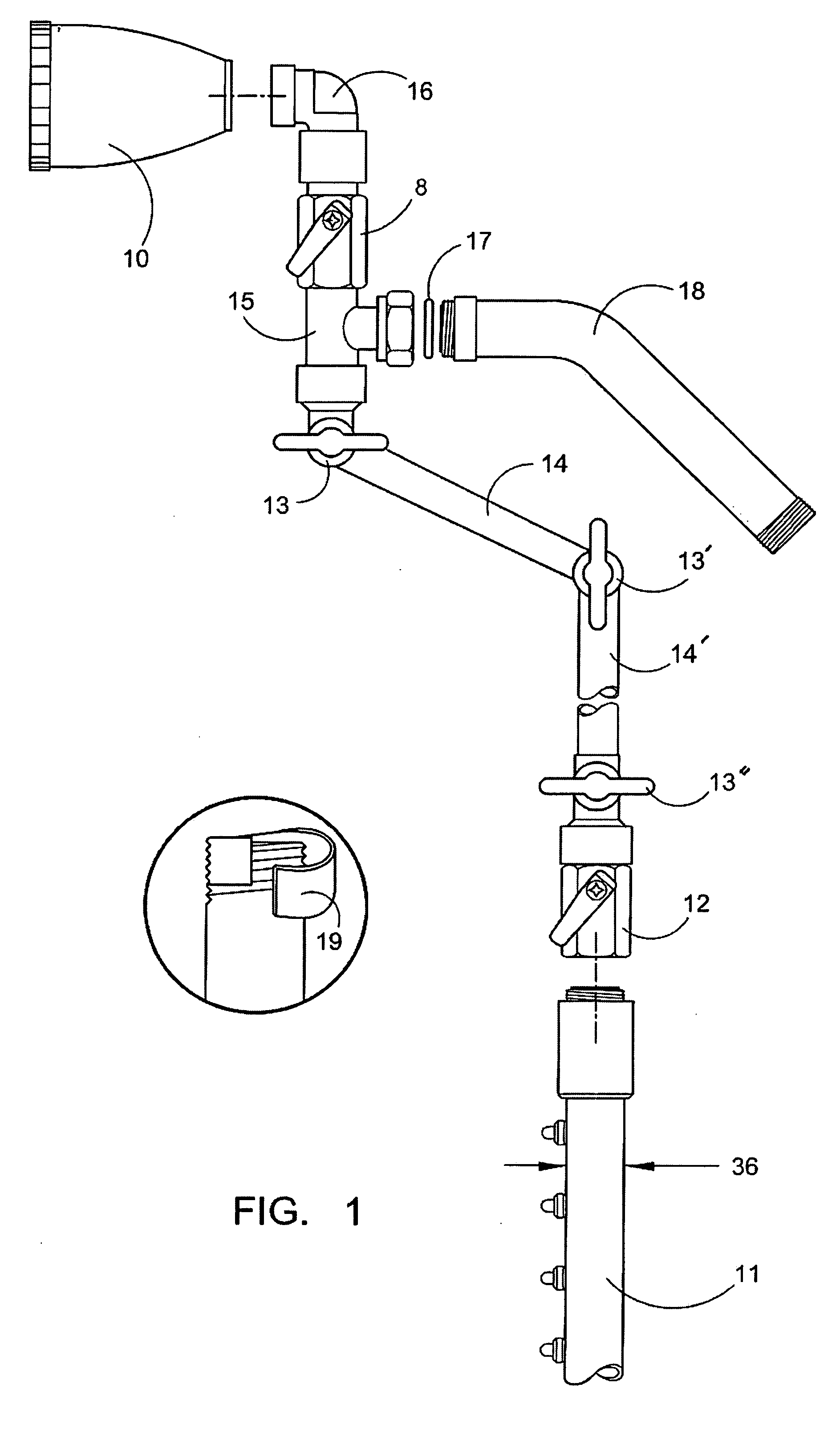Method and assembly for conversion of a standard showerhead to a spray bar