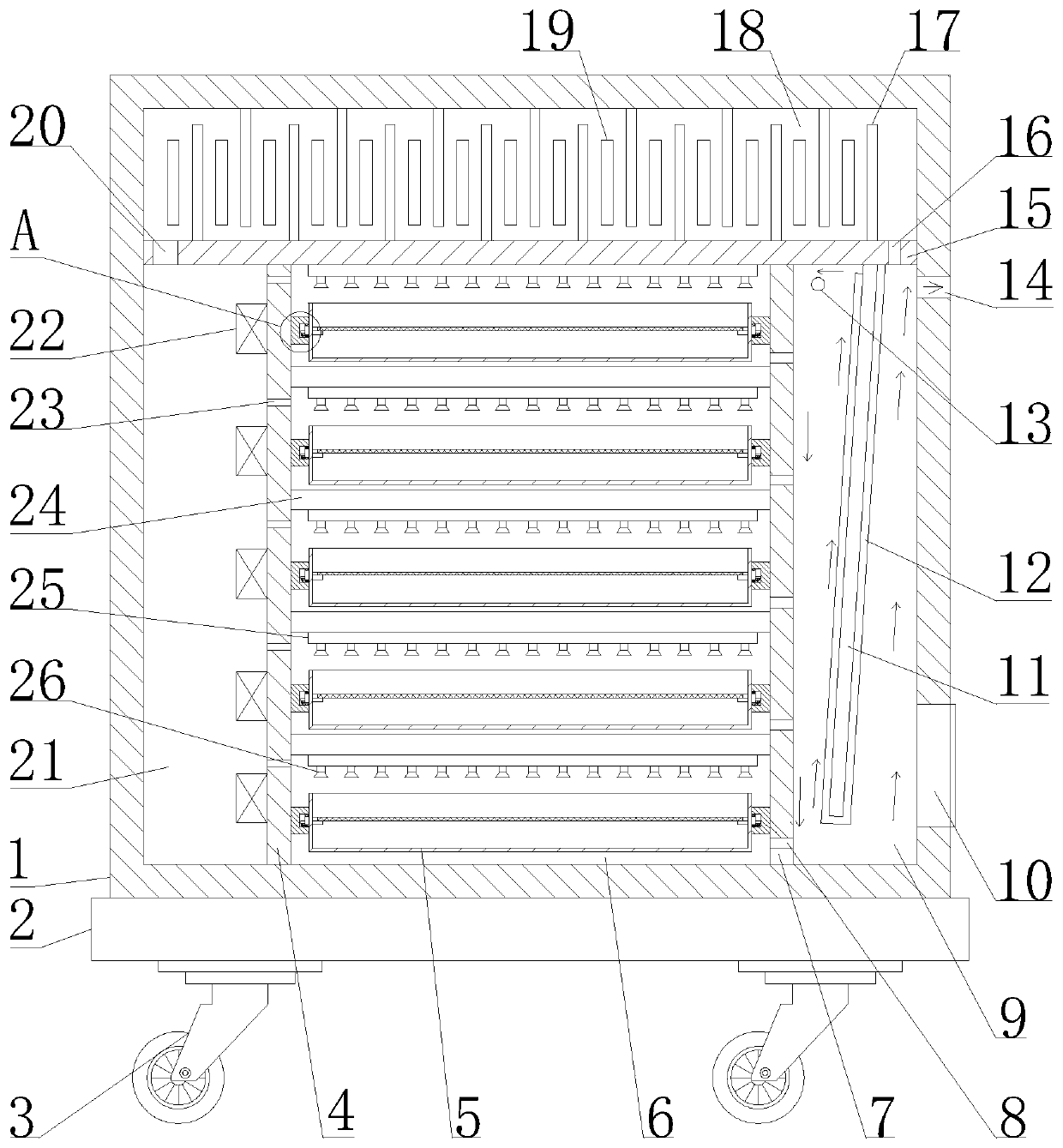 Drying device for florists chrysanthemum production and using method of driving device