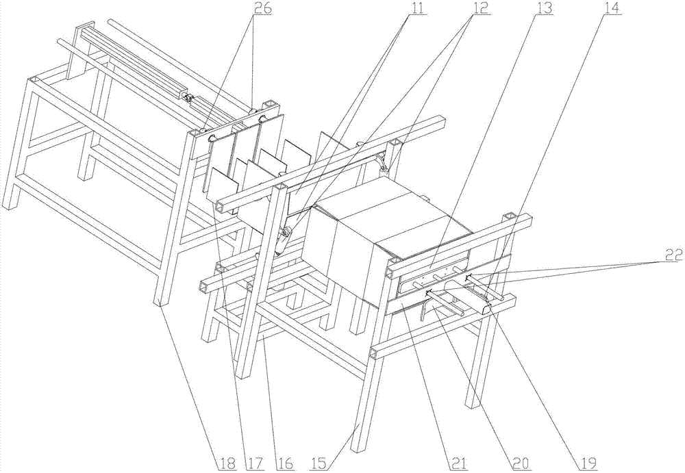 Small-cartridge explosive lateral box feeding system without middle package
