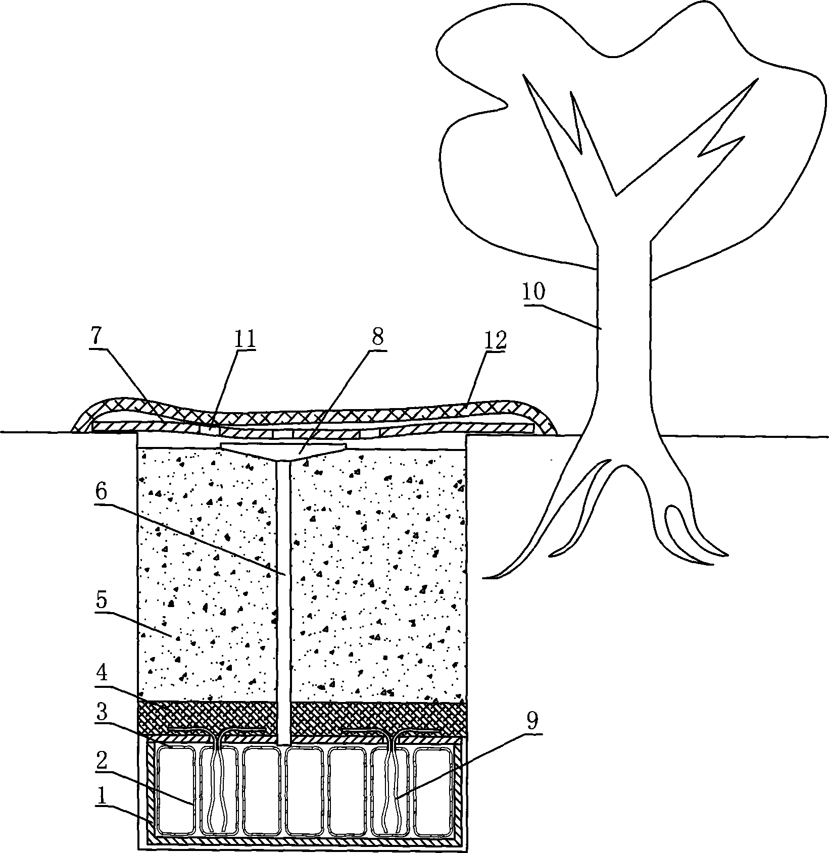 Water accumulating and supplying underground container method for fruit tree in mountainous dry land