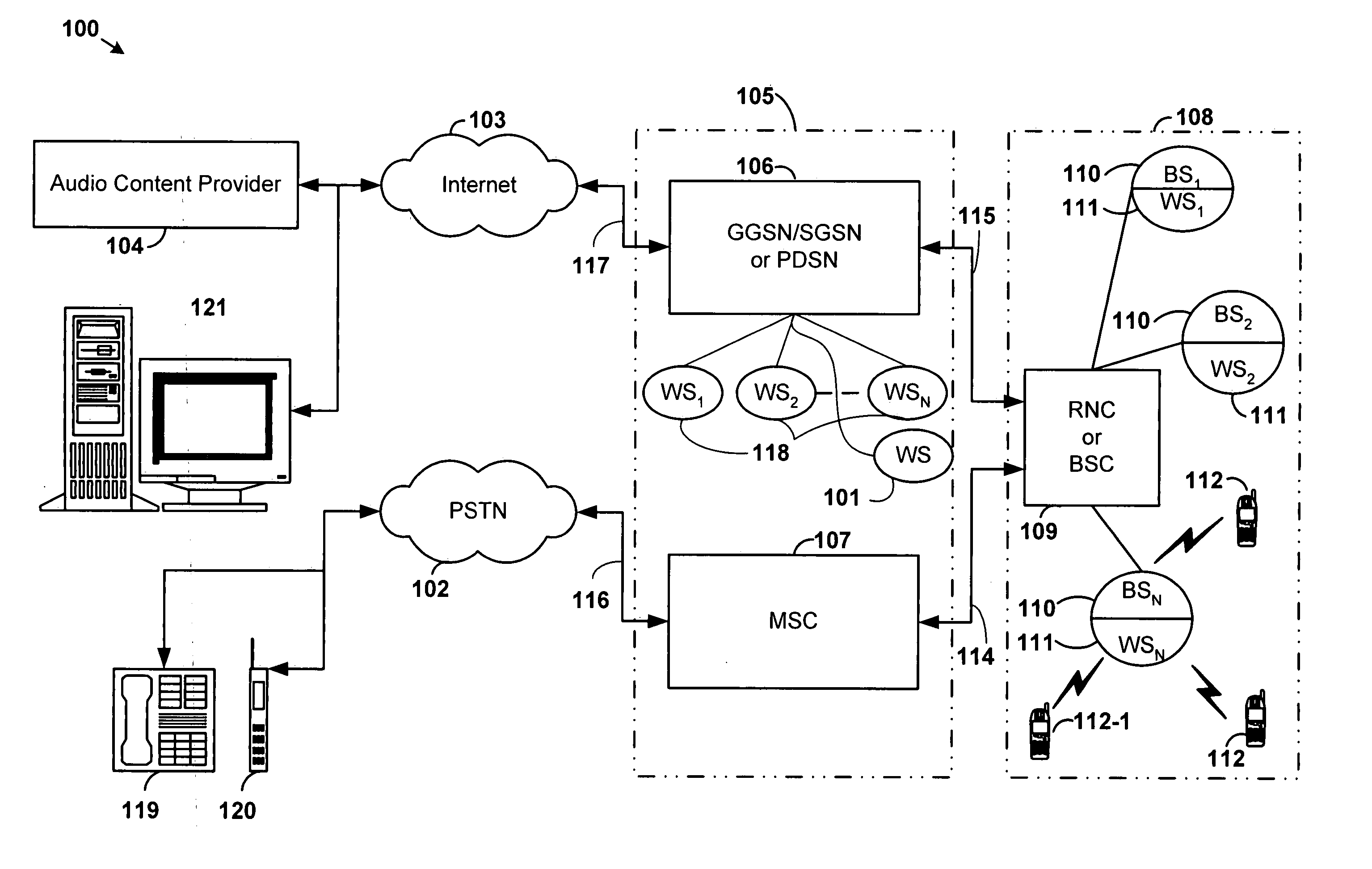System and method for wireless delivery of audio content over wireless high speed data networks