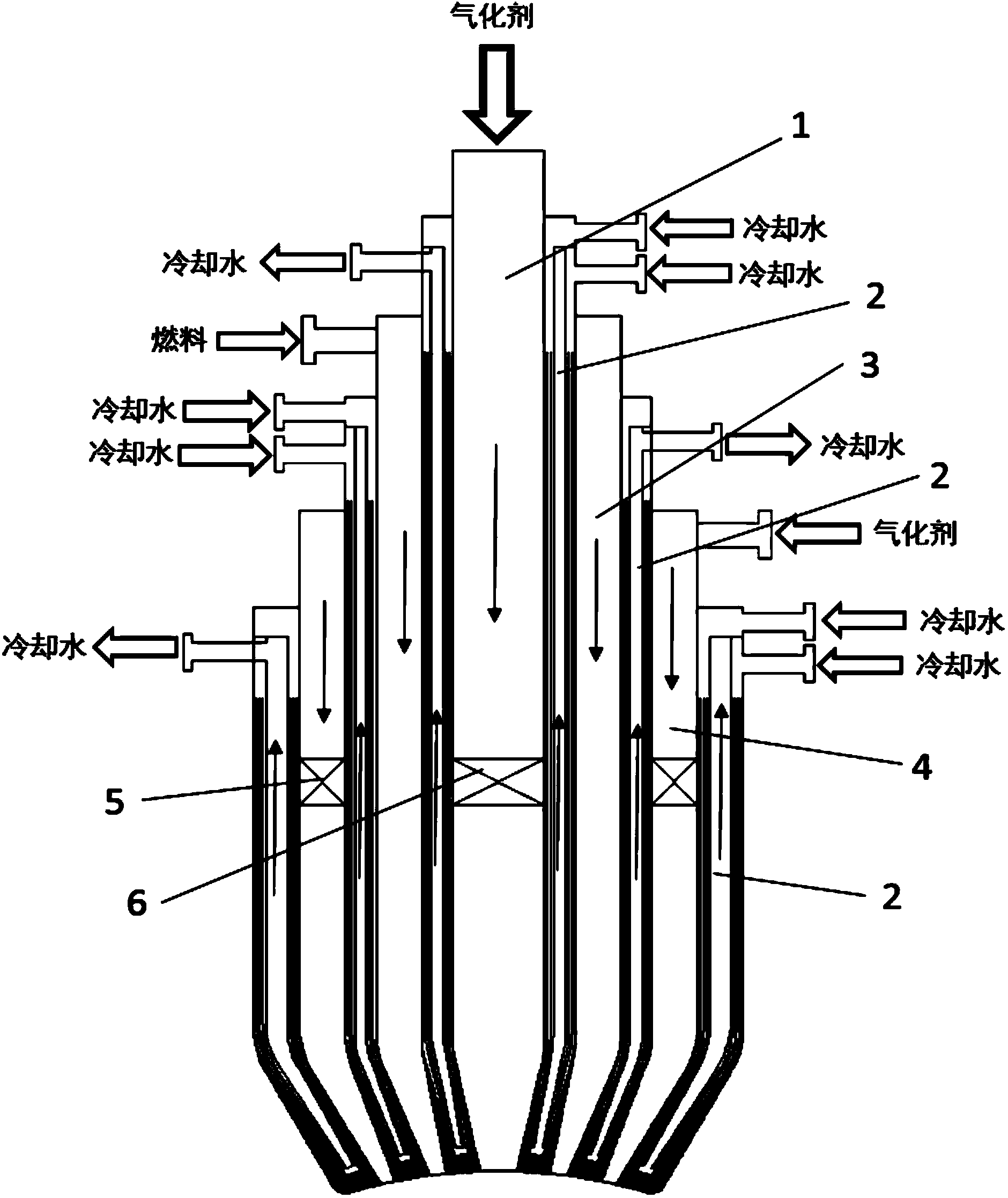 Novel micro-channel circularly cooling gasification process nozzle