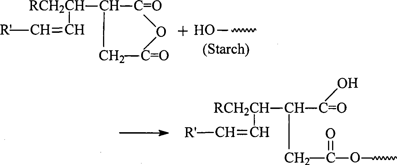 Method for preparing hydrophobic thermoplastic starch by using alkenyl succinic anhydride
