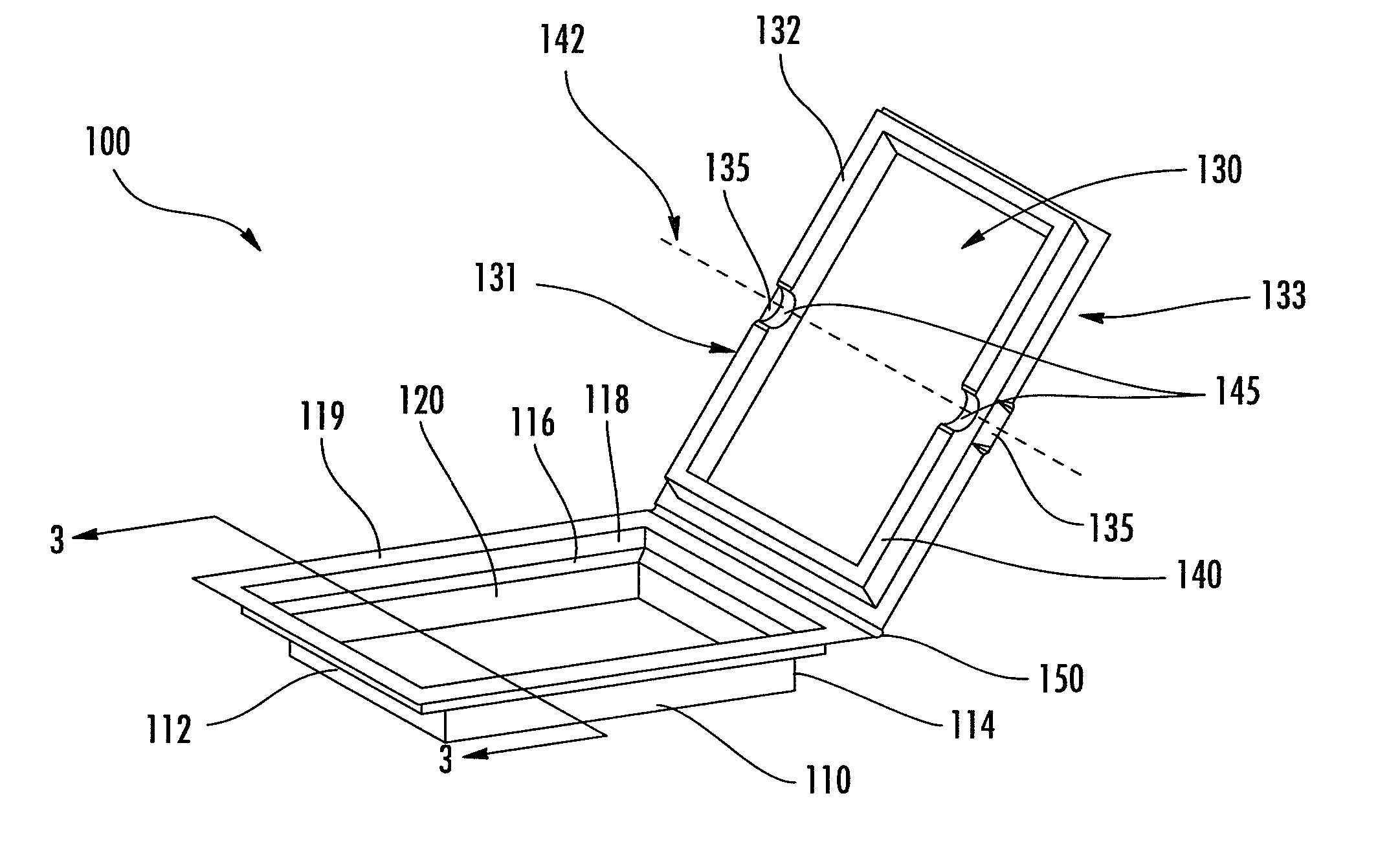 Buckling clamshell container for automated aliquot and dispersal processes