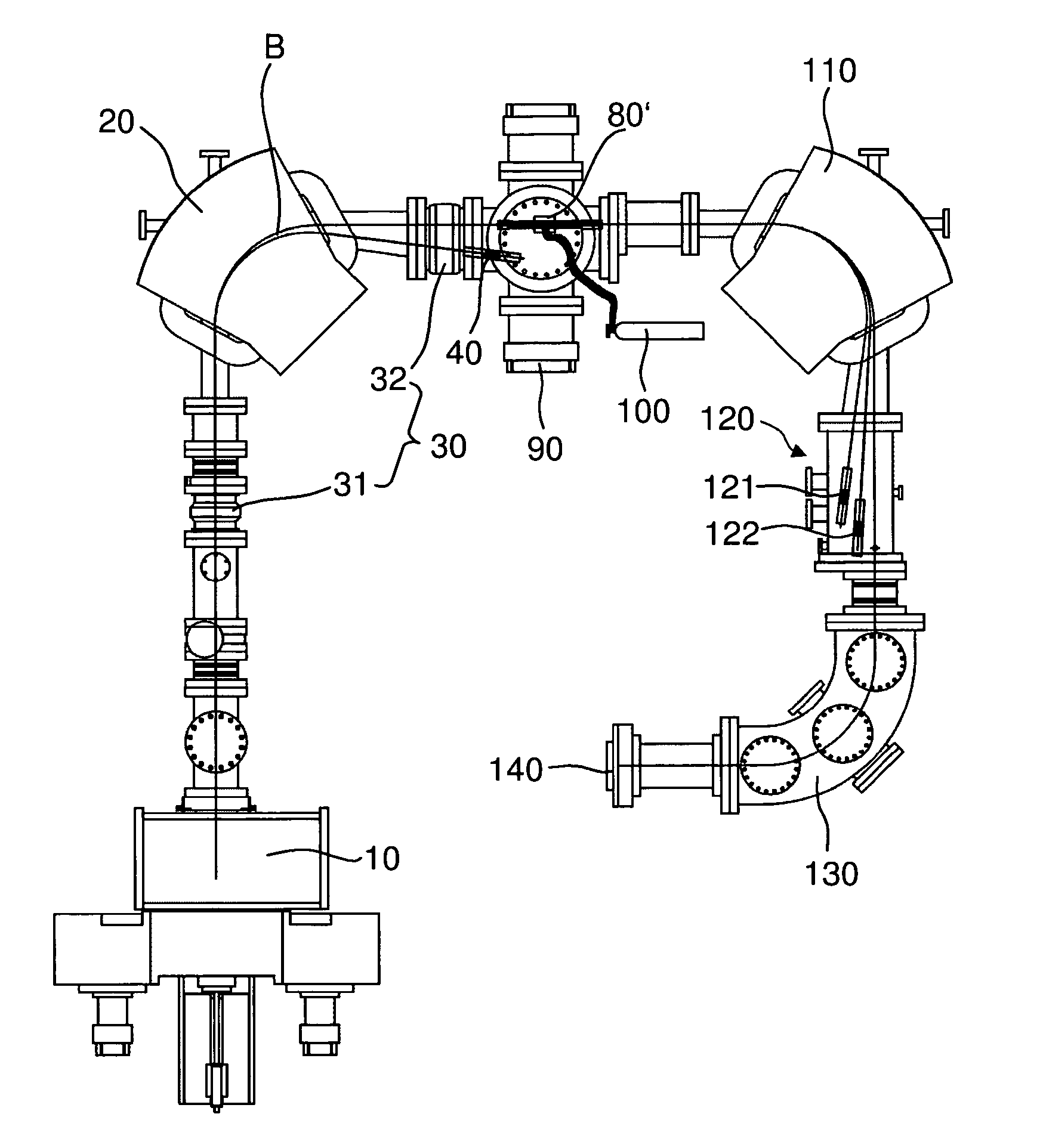 Mass spectrometry system with molecular dissociation and associated method