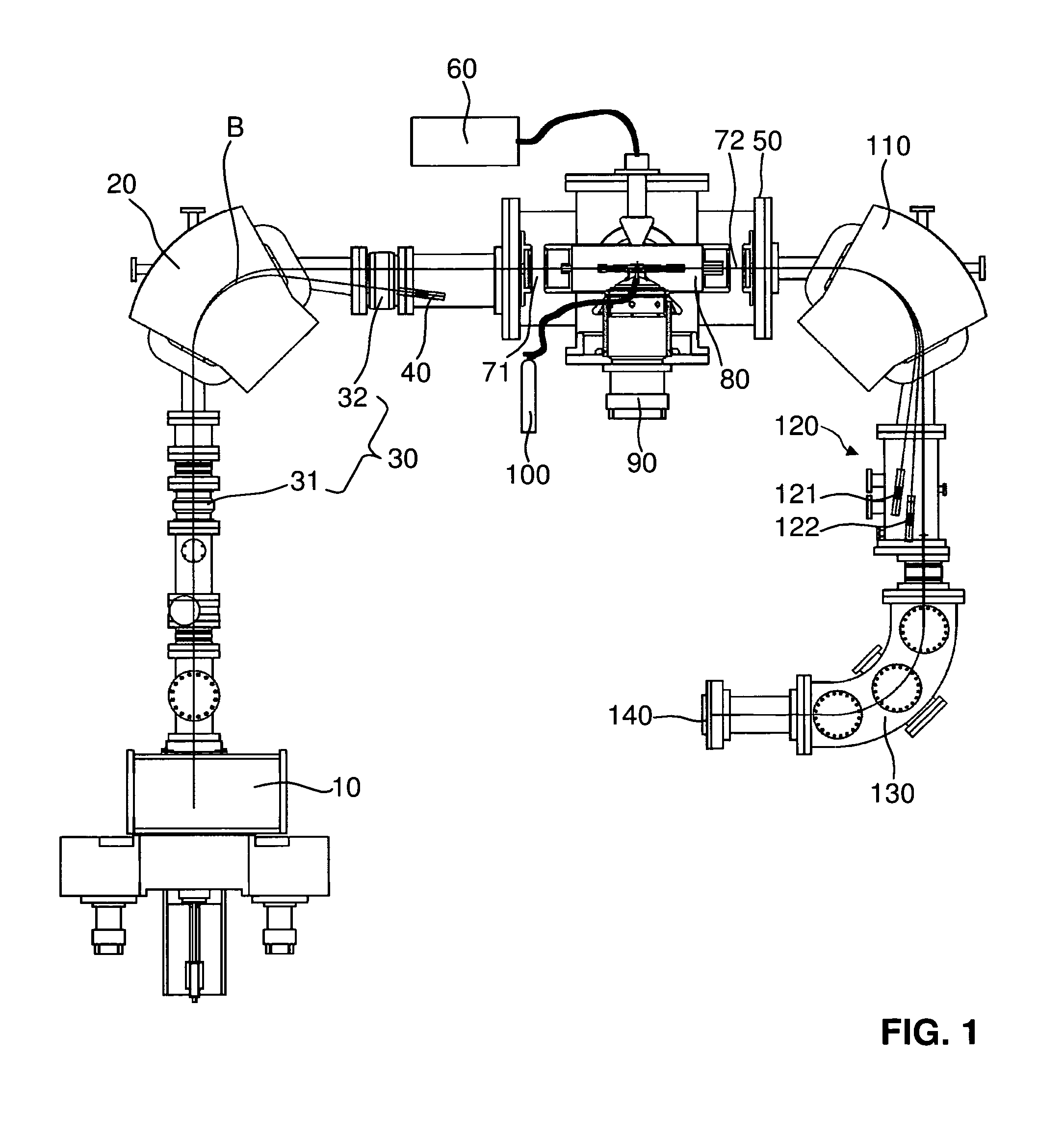 Mass spectrometry system with molecular dissociation and associated method