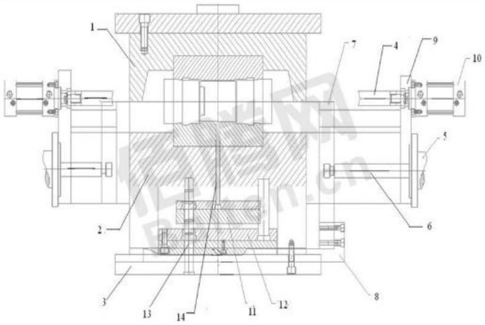 A mold structure for automatic shear gate of plastic pipe fittings