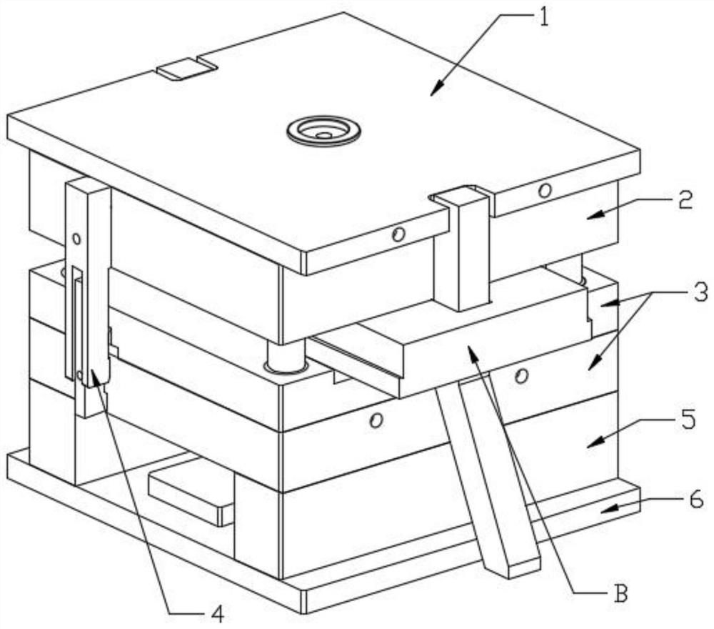 A mold structure for automatic shear gate of plastic pipe fittings