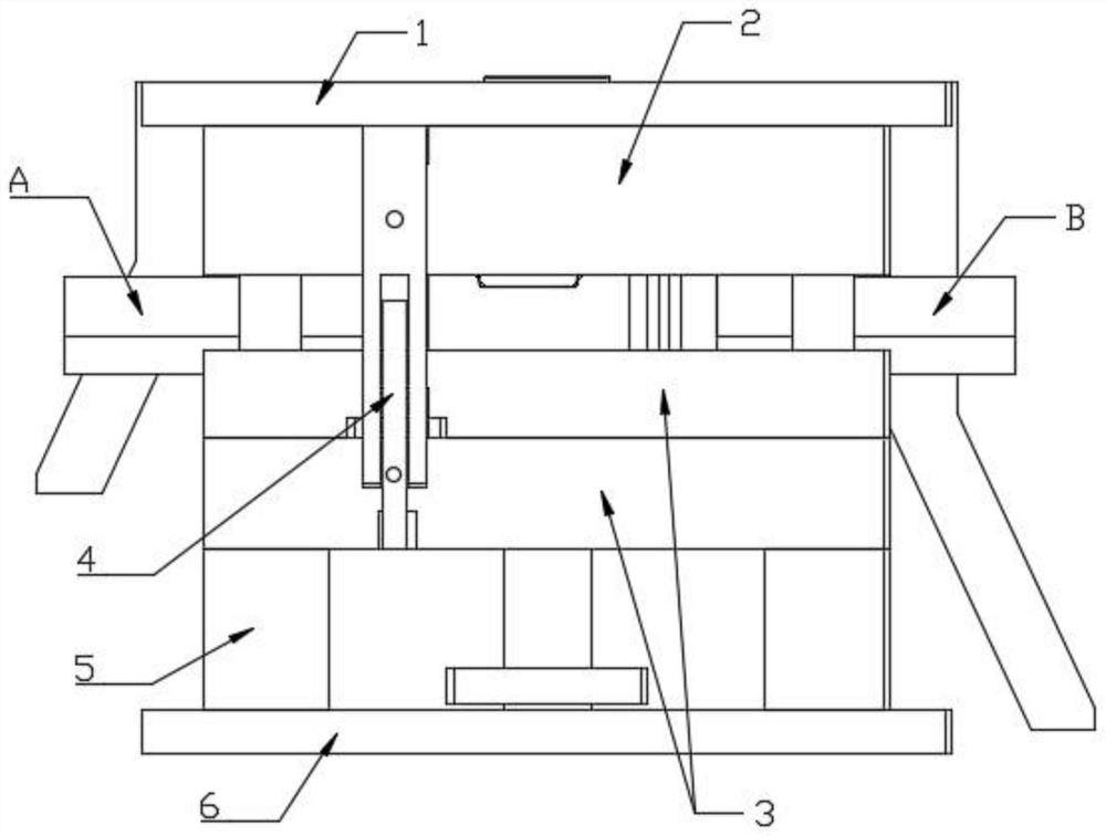 A mold structure for automatic shear gate of plastic pipe fittings