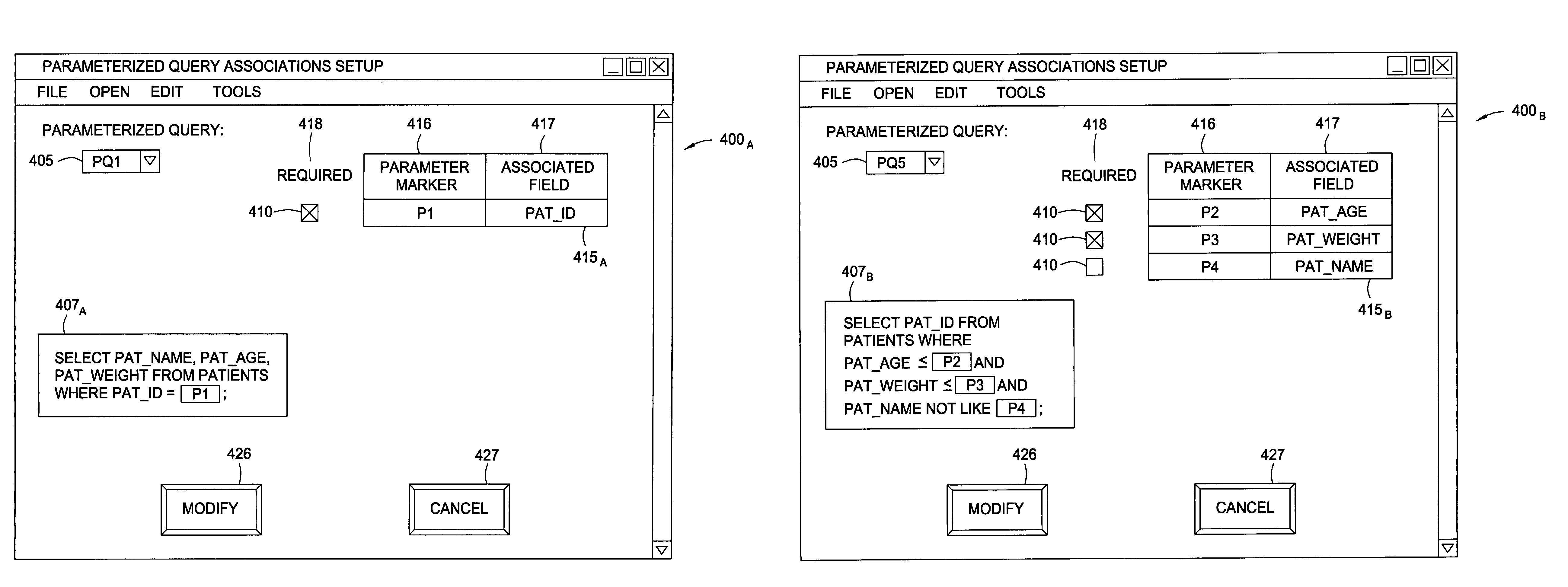 Method of managing and providing parameterized queries