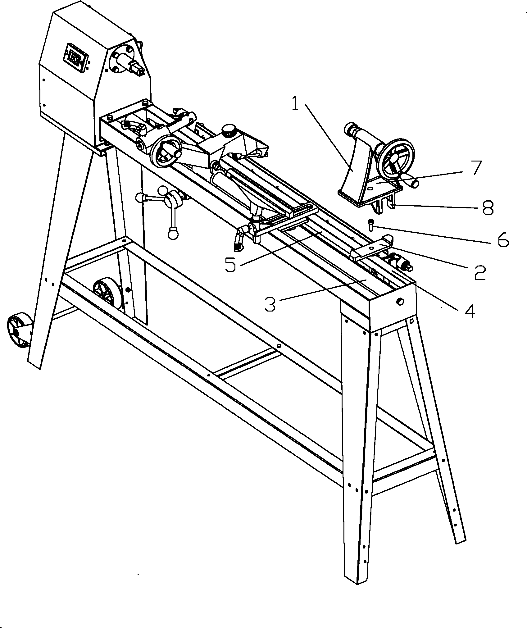 Sliding device of profiling woodwork lathe