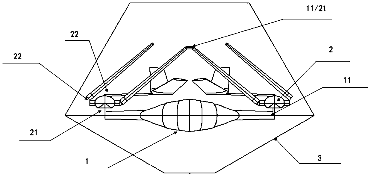 Sub-mother unmanned aerial vehicle unit based on folded combination form and combination method thereof