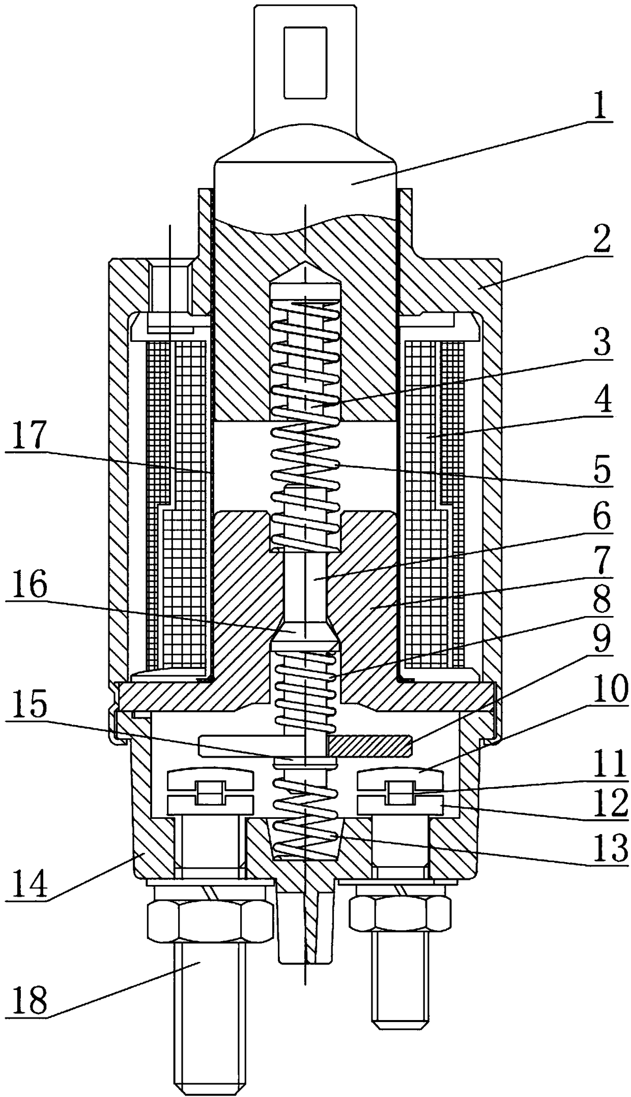 Anti-icing starter solenoid switch with double-layer static contacts