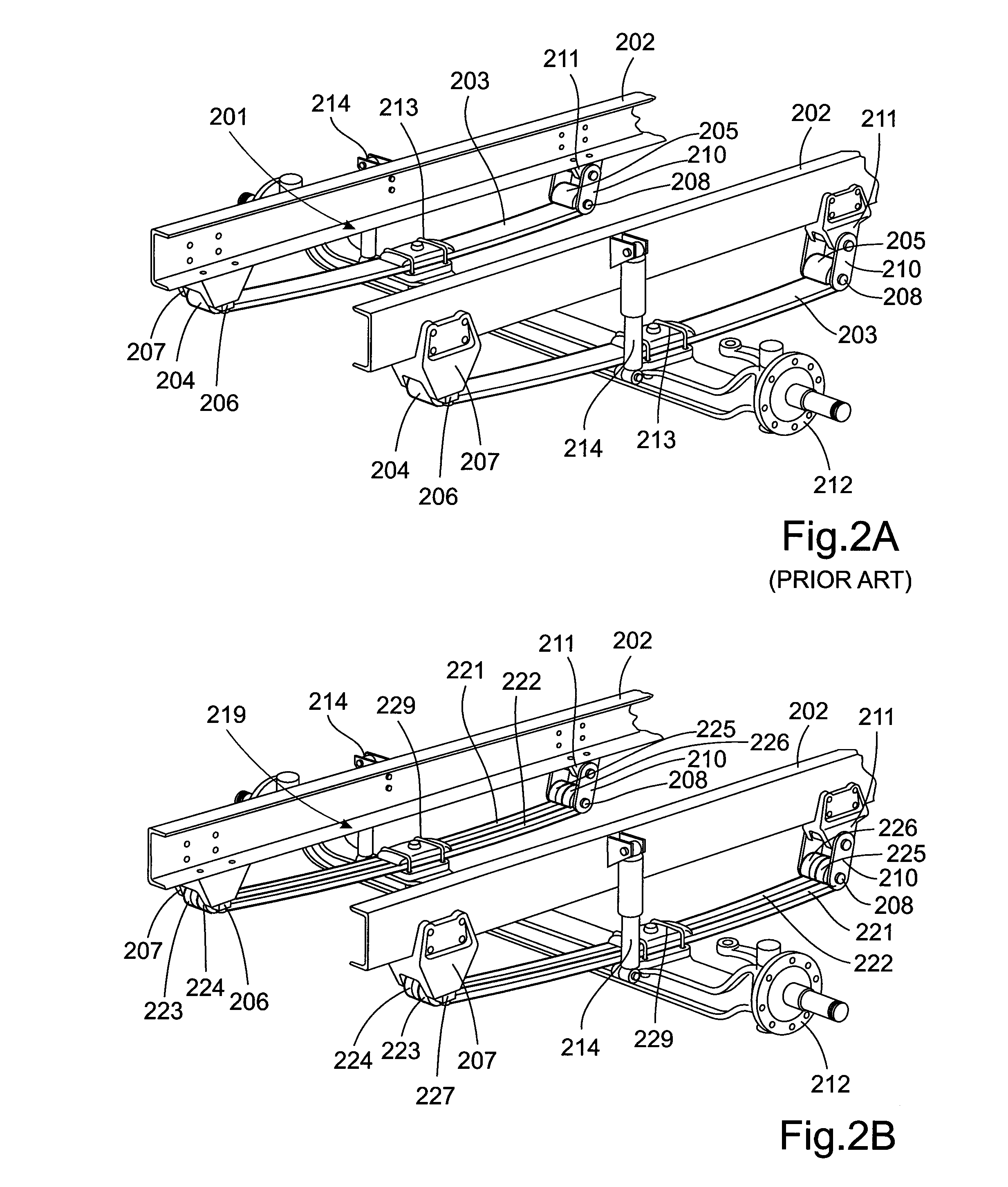 Vehicle suspension comprising light weight leaf spring assembly