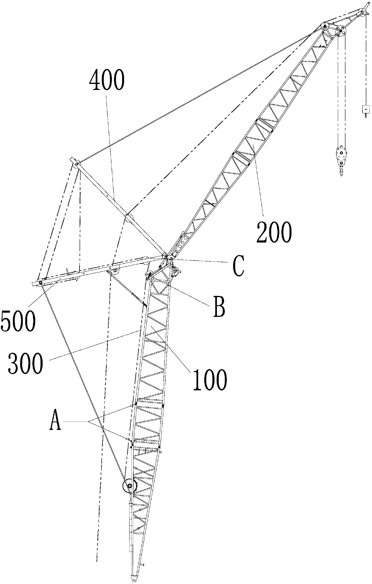 Rope pulley assembly and construction machinery