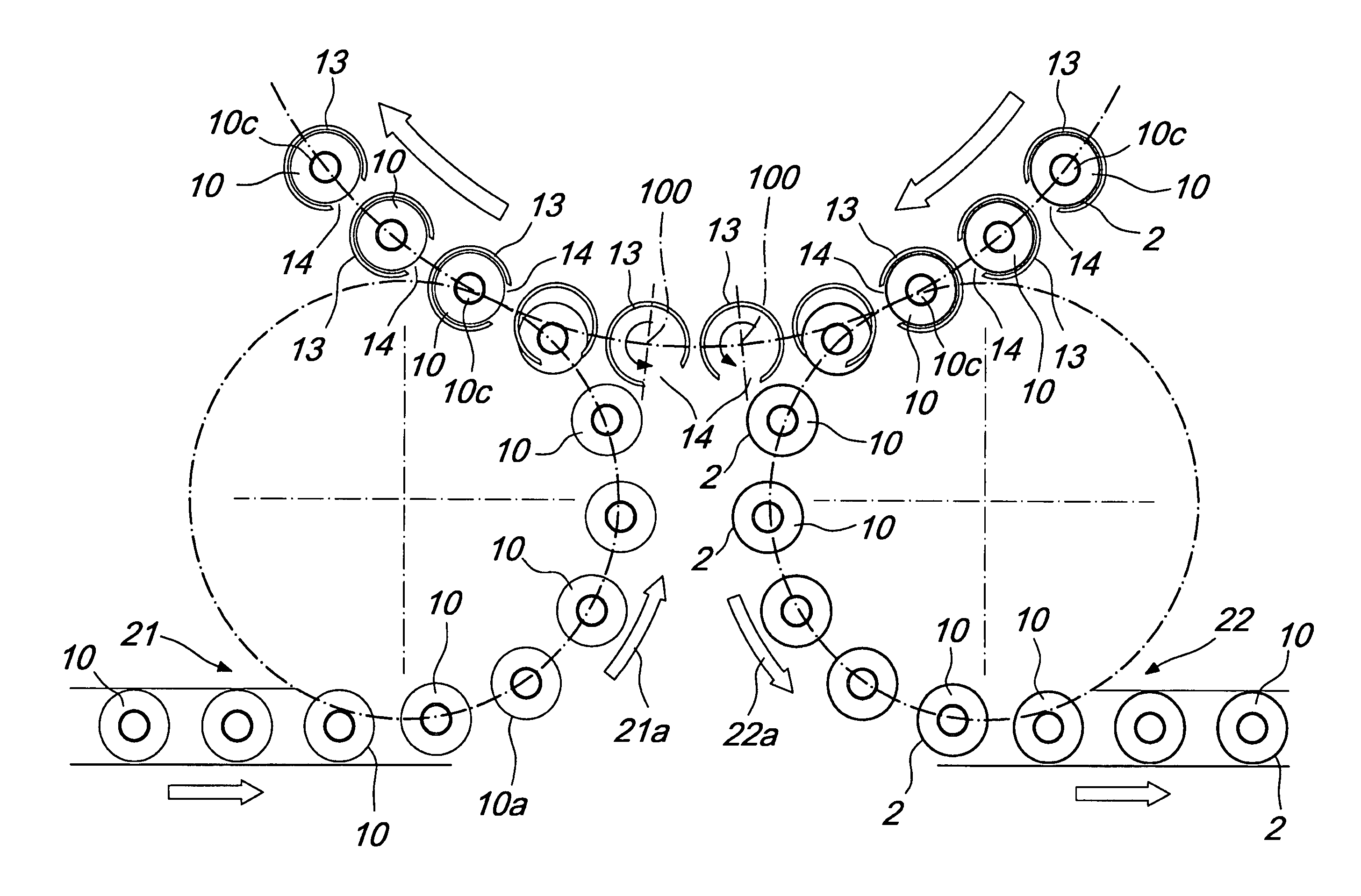 Device for forming and transferring a sleeve-like label to a container to be labeled