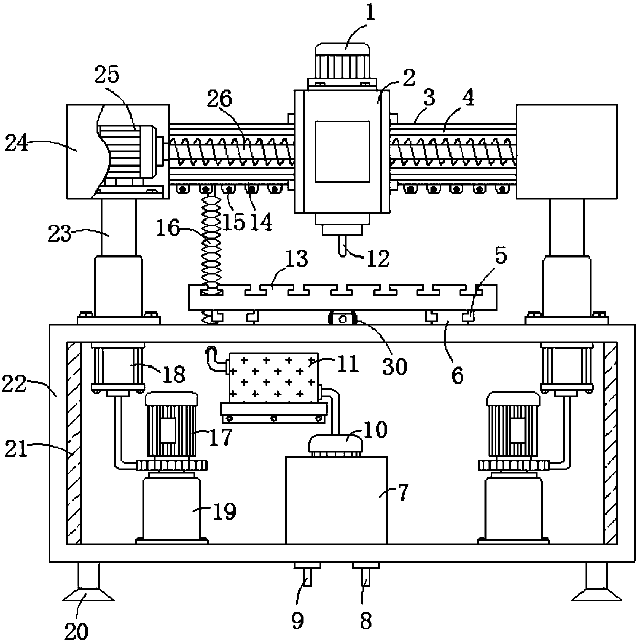 Numerically-controlled slot broaching device for furniture board processing