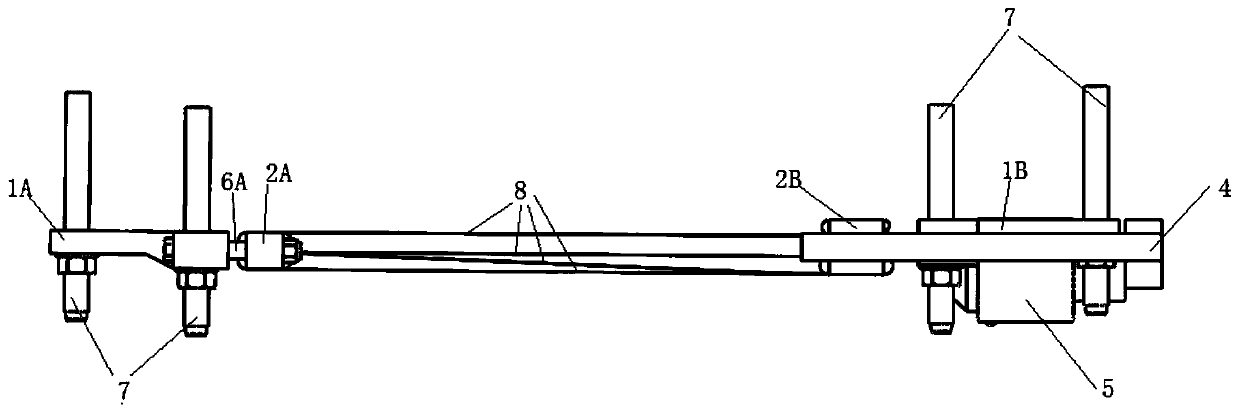 Tensioning and anchoring device for multi-layer pre-stressed fiber cloth reinforced beam