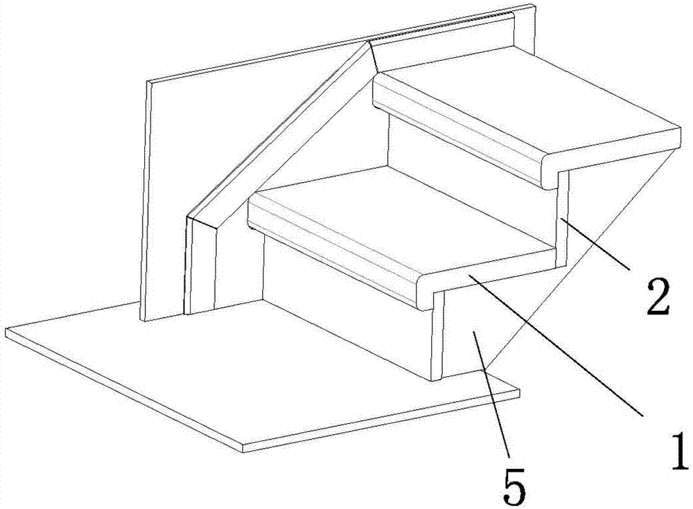 Stair installation structure comprising stair pedals and installation method