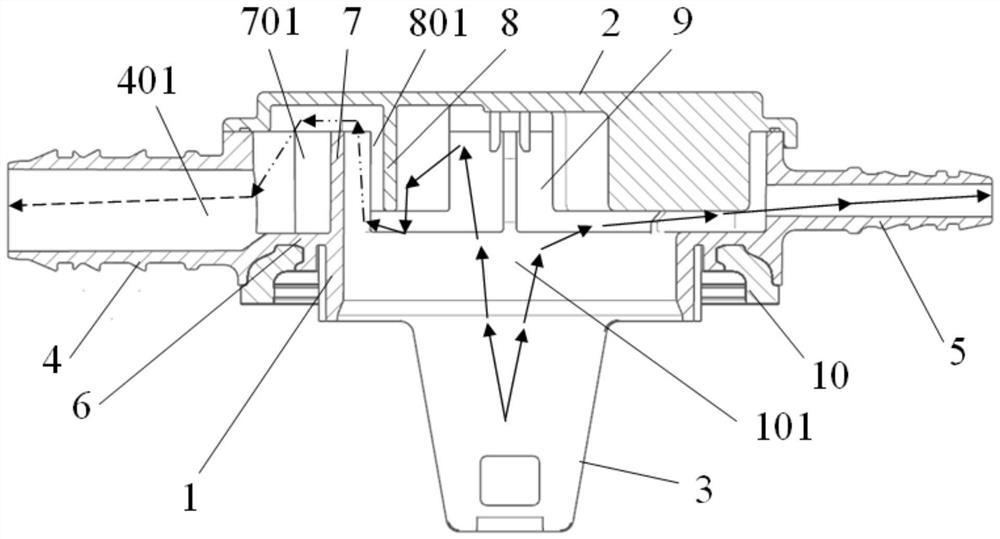 Valve with fuel tank liquid accumulator and fuel tank liquid accumulator