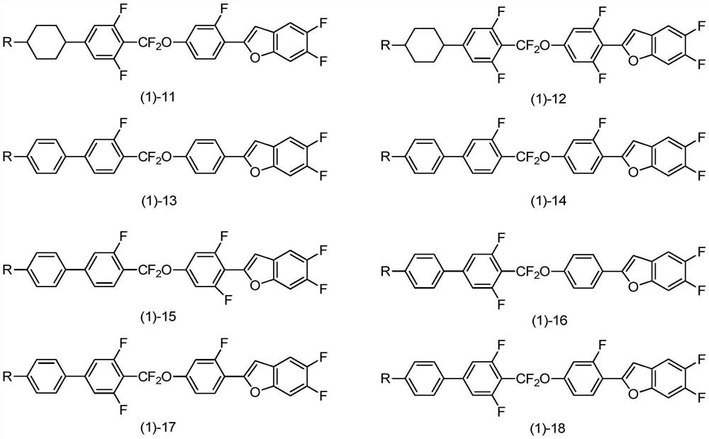 Benzofuran liquid crystal compound with difluoromethyl ether bridge and composition thereof