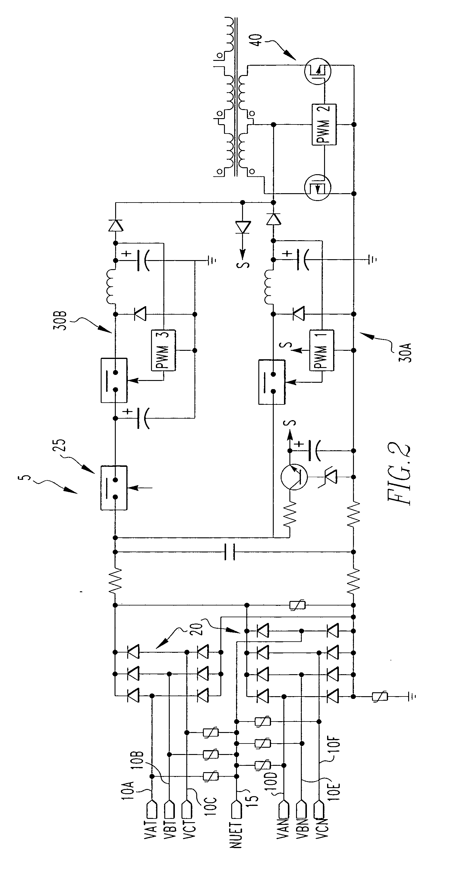 Two-stage, wide range power supply for a network protector control relay