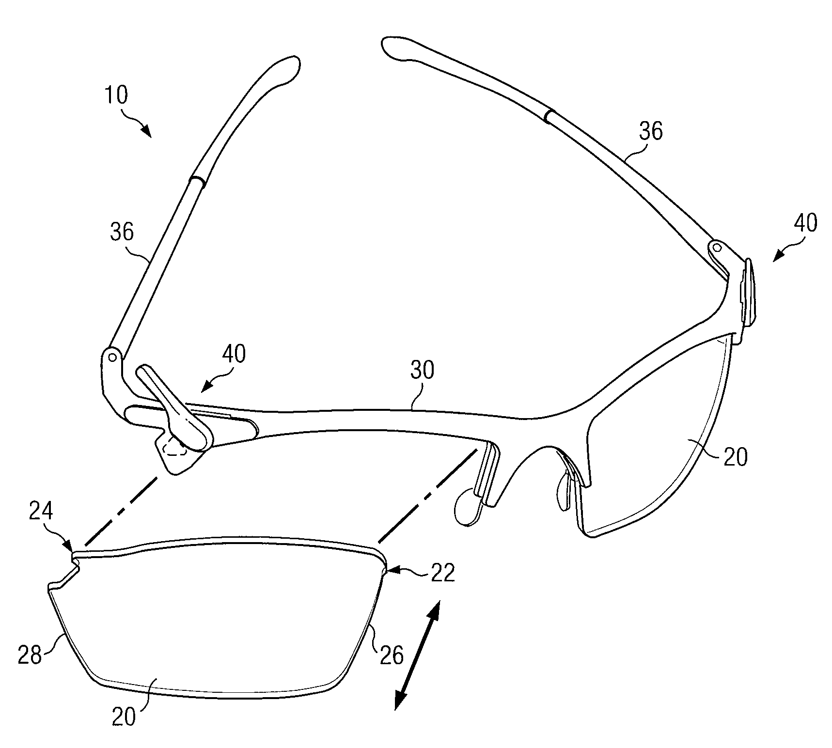 Partially Entrapped Frame Having a Removable Lens