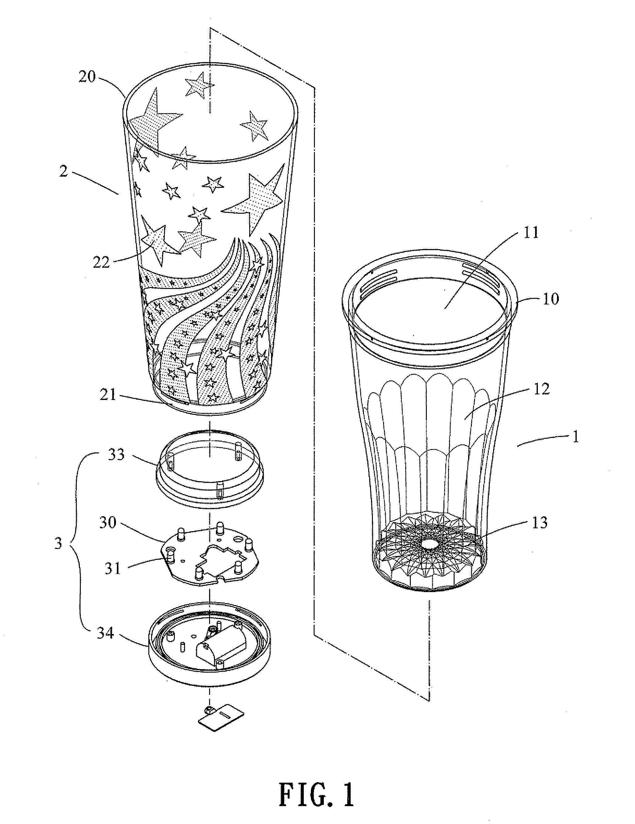 Cup with twinkling light effects