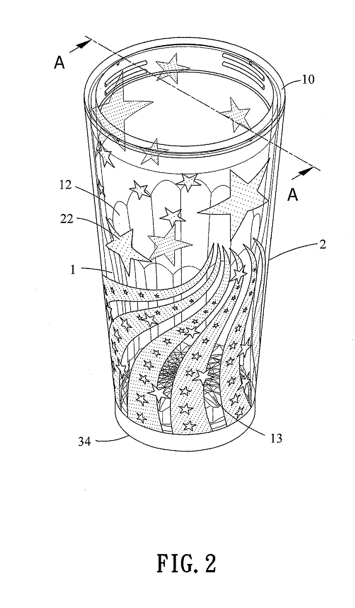 Cup with twinkling light effects