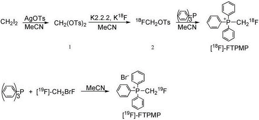 [&lt;18&gt;F]-fluoromethyl triphenylphosphine salt, preparation method and application thereof