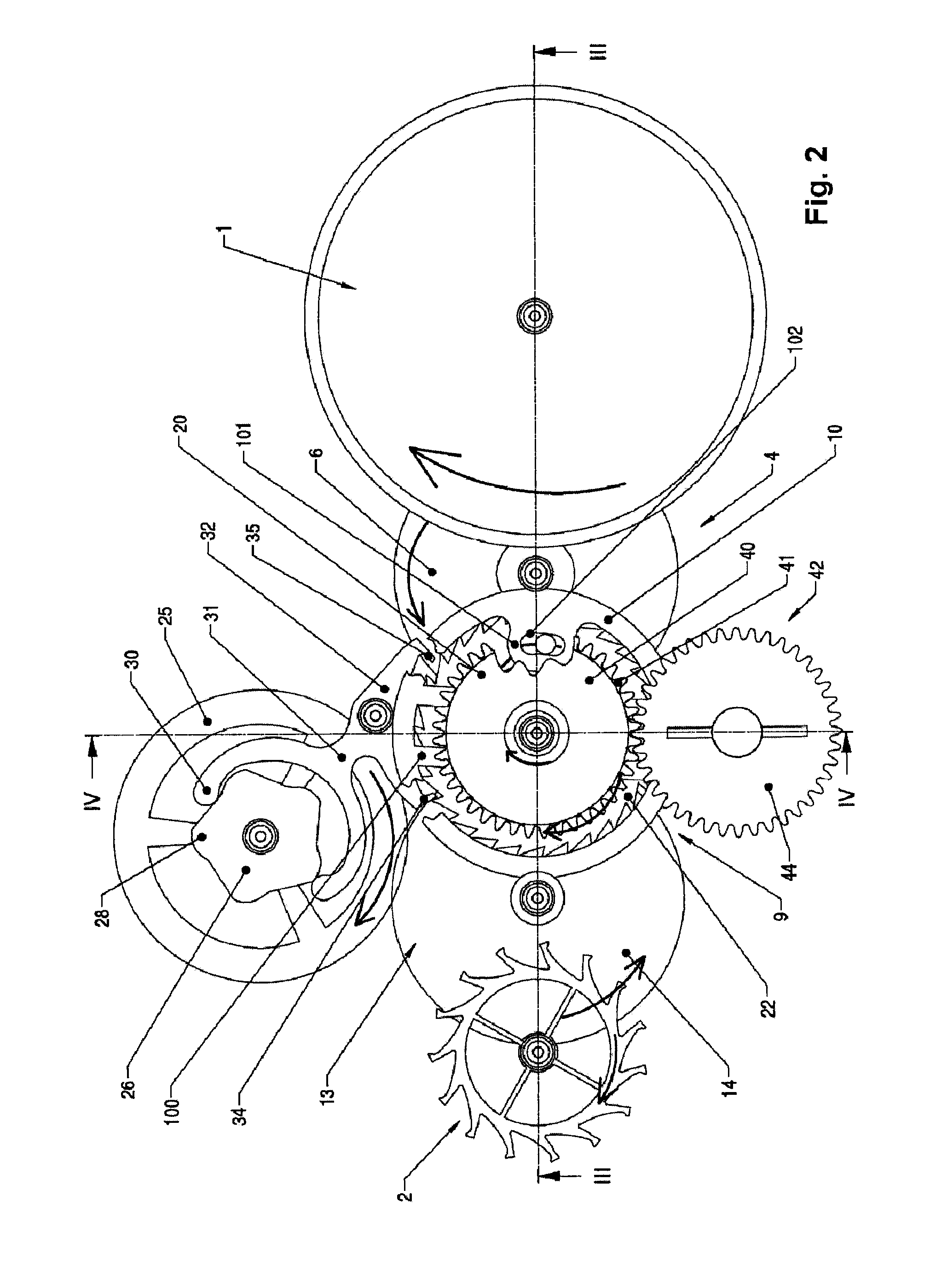 Clock movement containing a constant force device
