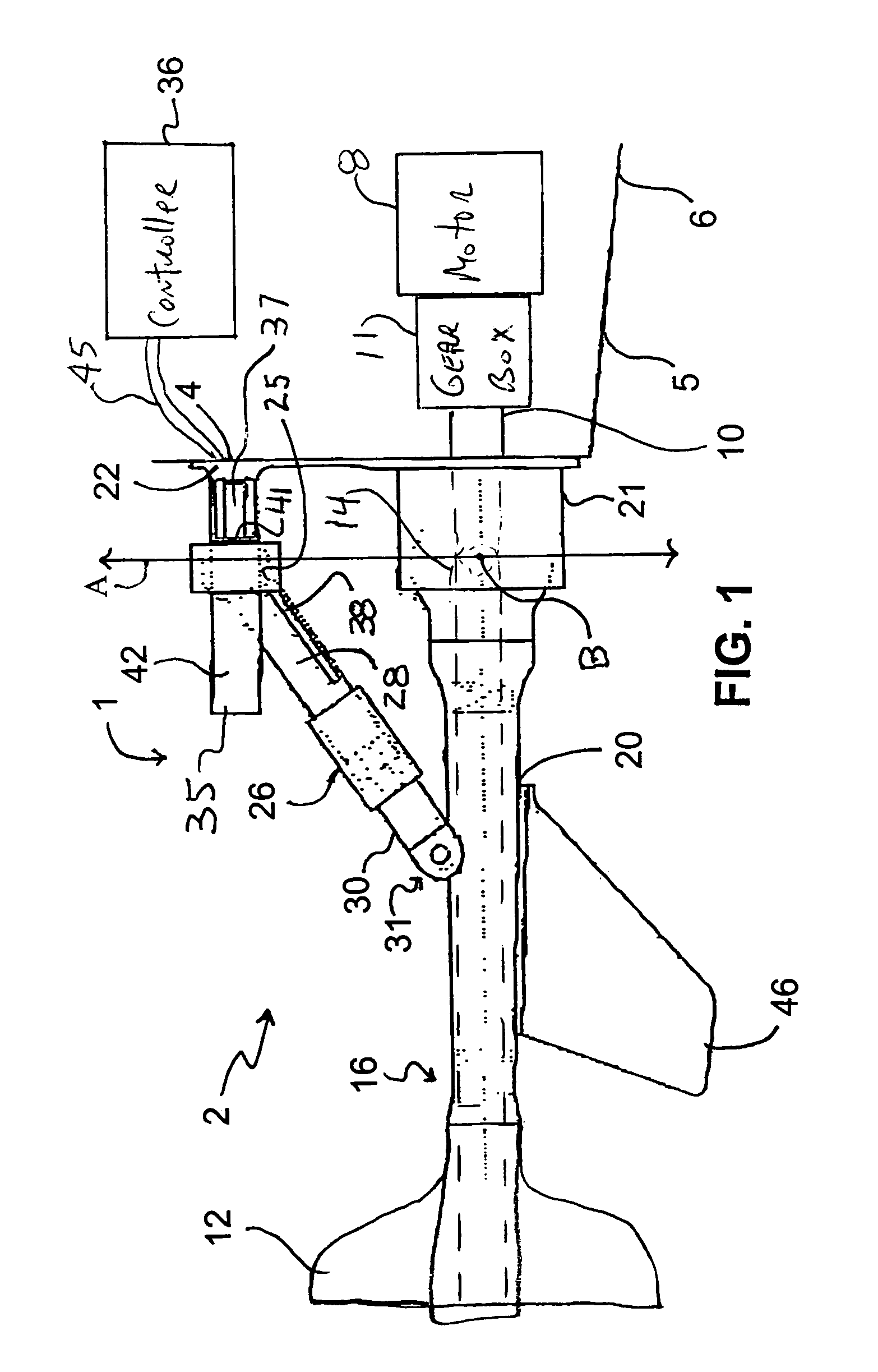 Trim apparatus for marine outdrive with steering capability