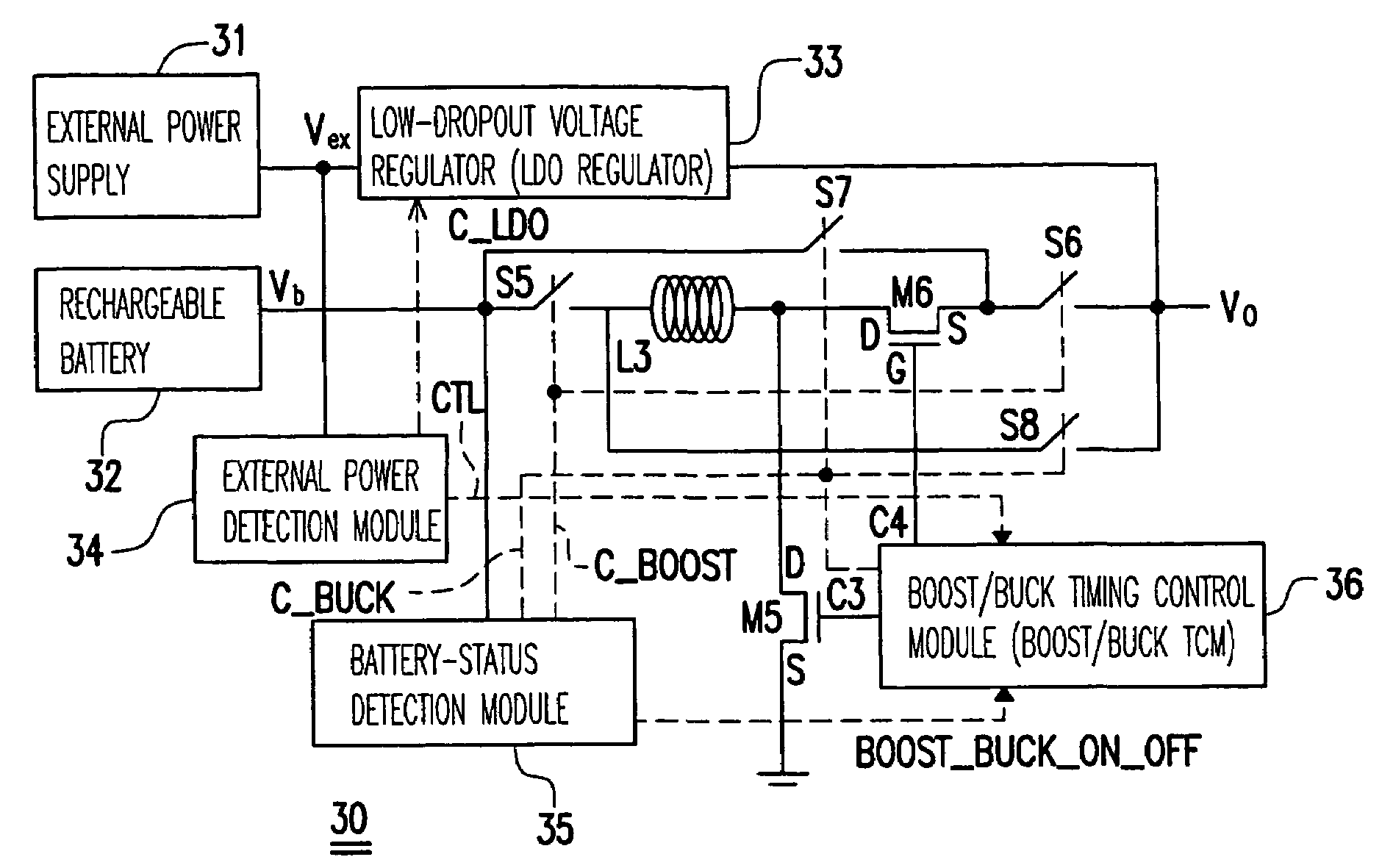 Buck/boost power converter for an electronic apparatus, method thereof and system incorporating the same