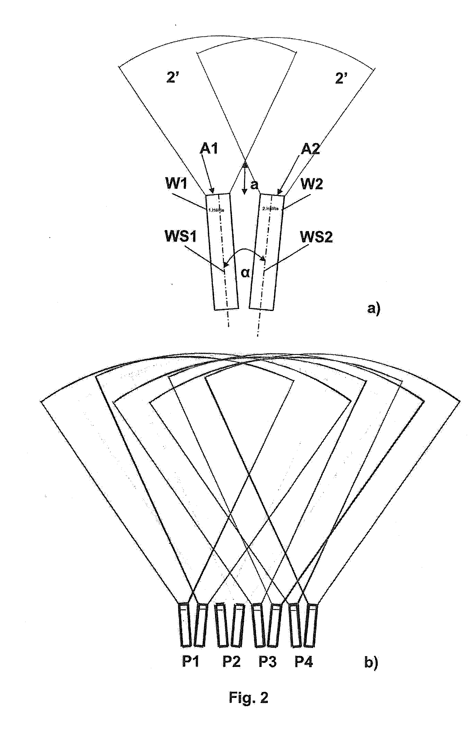 Ultrasonic probe and method for the nondestructive testing of a planar test specimen