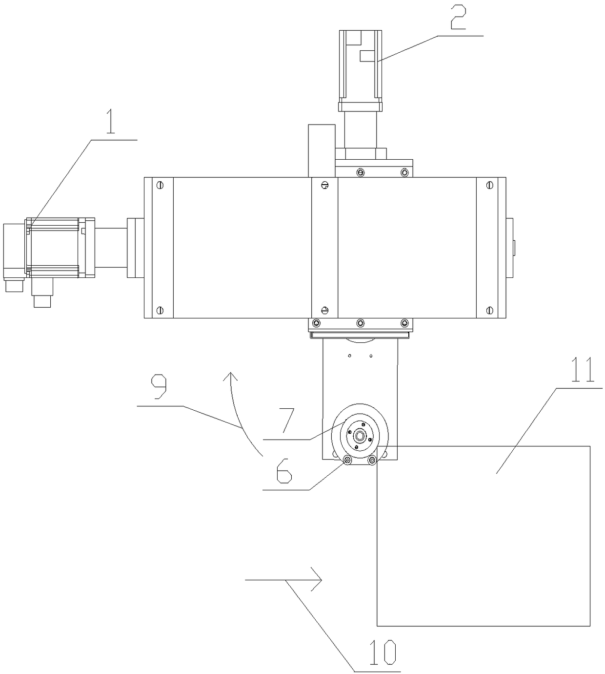Double-shaft feeding grinding wheel deflection type glass chamfering mechanism