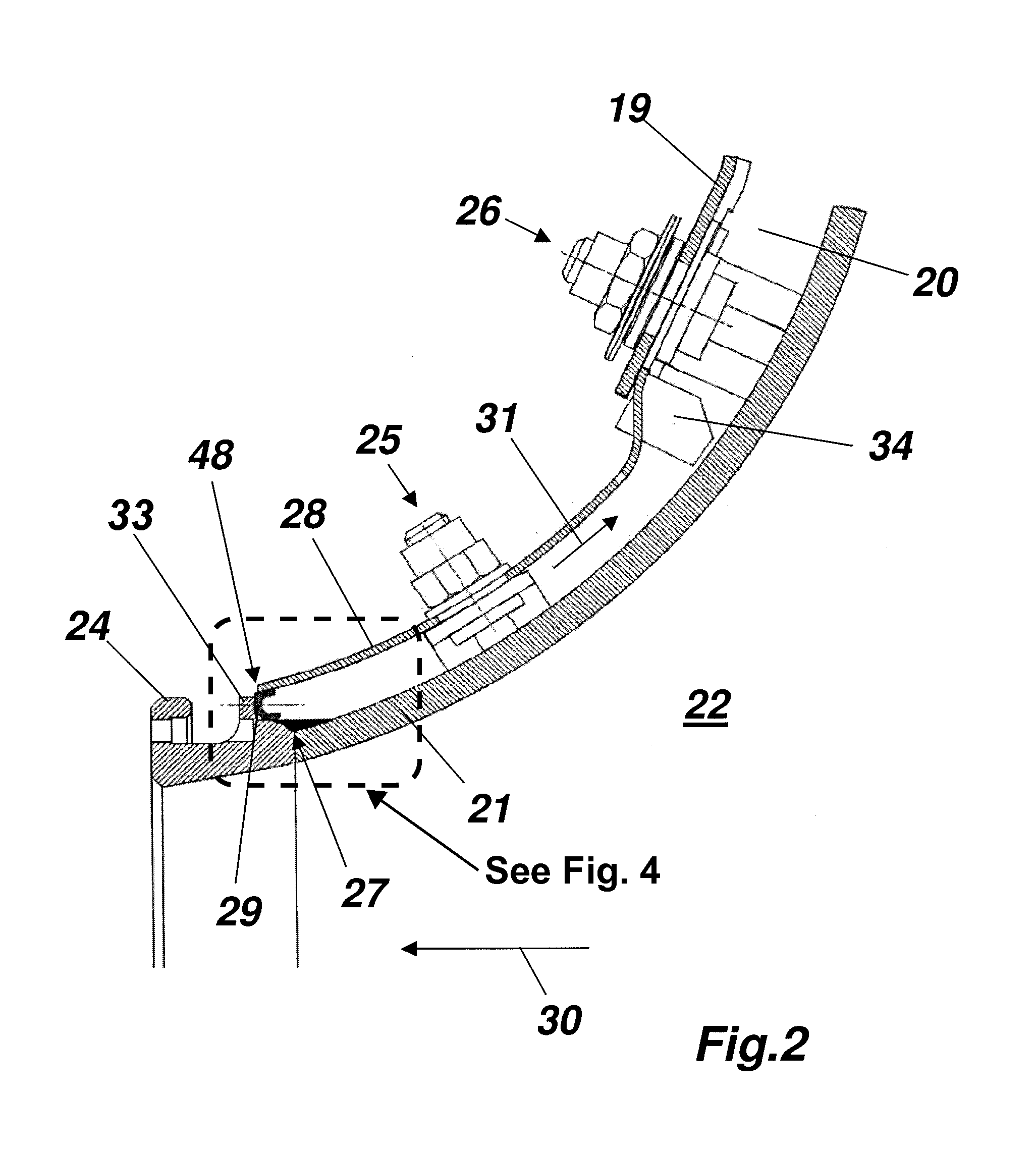 Impingement cooling plate for a hot gas duct of a thermal machine