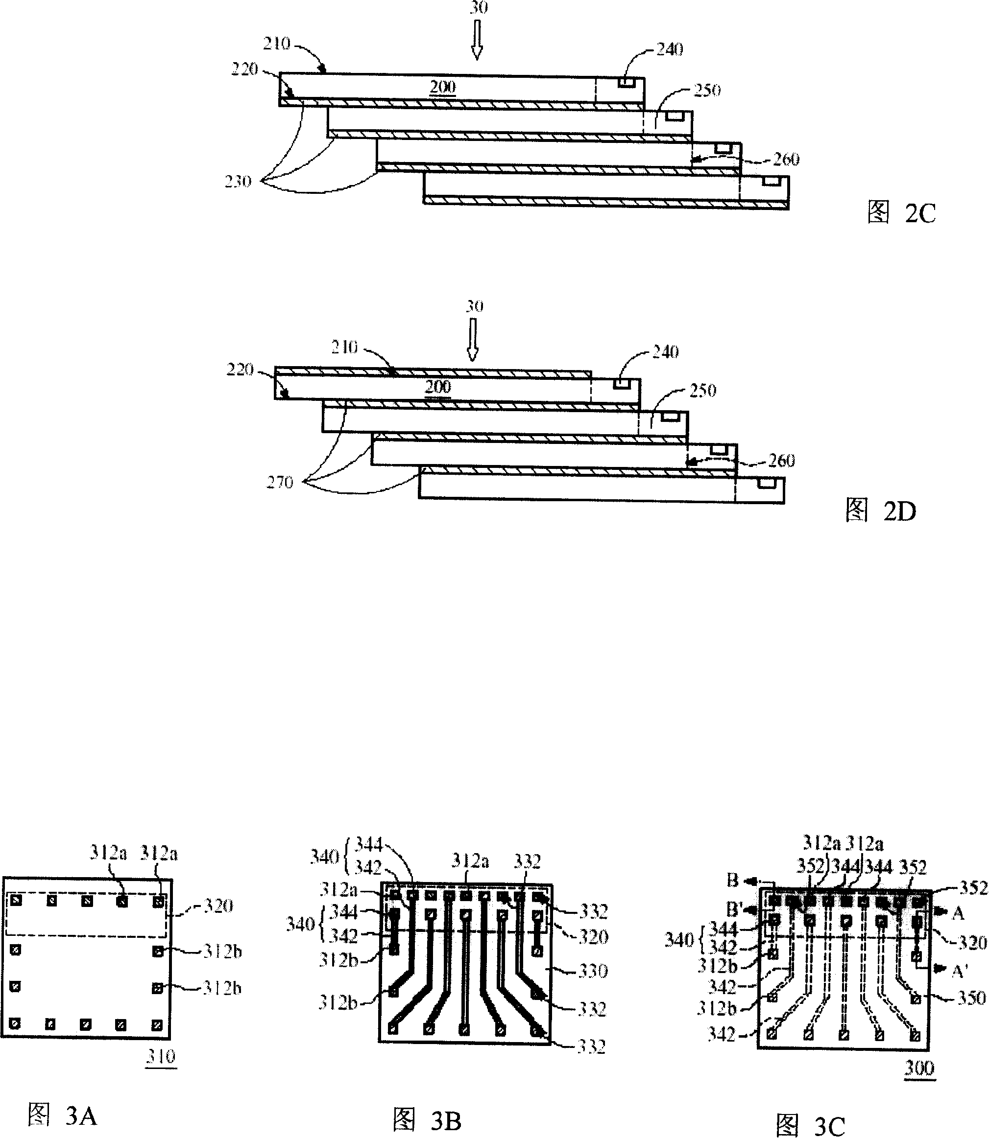 Packaging structure of conducting wire holder on multi-chip stacking structure