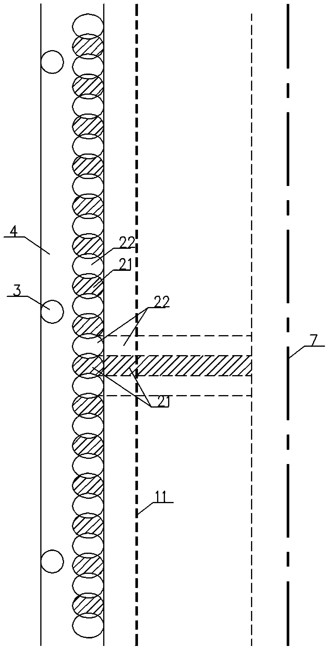 A foundation pit support structure supported by inclined pile walls and its construction method