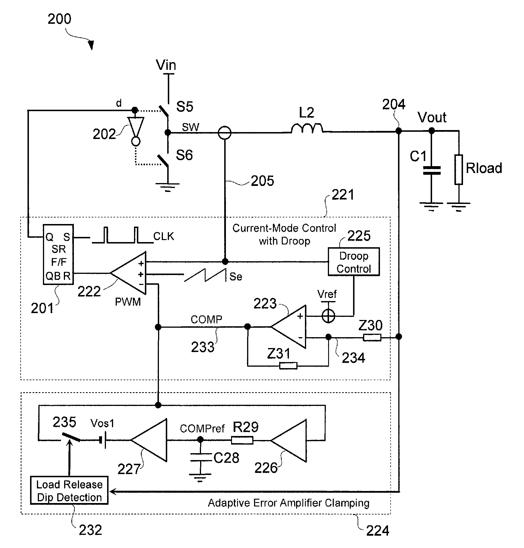 Non-linear control techniques for improving transient response to load current step change