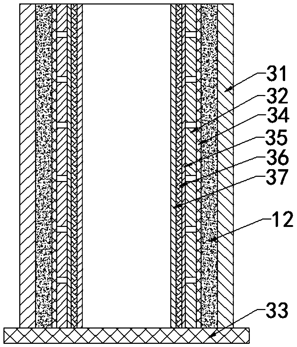 Vertical vibration forming process and forming device for reinforced concrete pipe