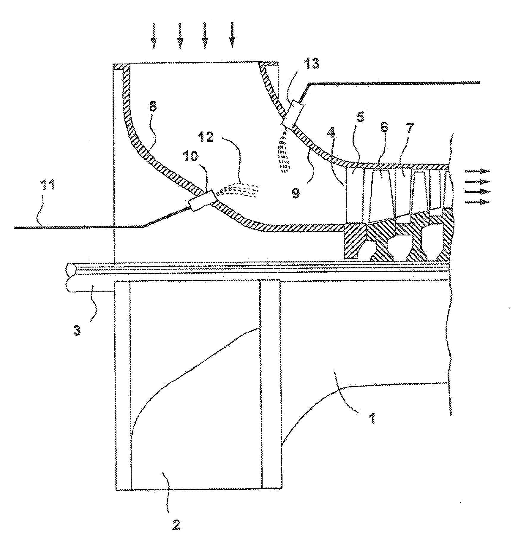 Nozzle and method for washing gas turbine compressors